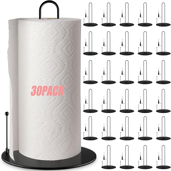 30Pack Paper Towel Holder,Bulk Black Paper Towel Holder Stand Countertop for Kitchen by QualityEfficiency