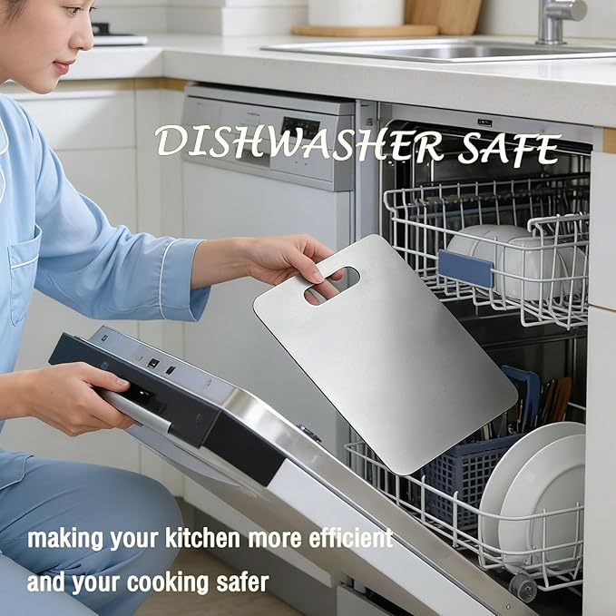 100% Pure Titanium Cutting Board Set of 3, Titanium Cutting Boards for Kitchen Dishwasher Safe, Food-Grade Metal Meat Chopping Board Mat for Cooking Tasks and Outdoor Charcuterie Party (S+M+L) - Image 5