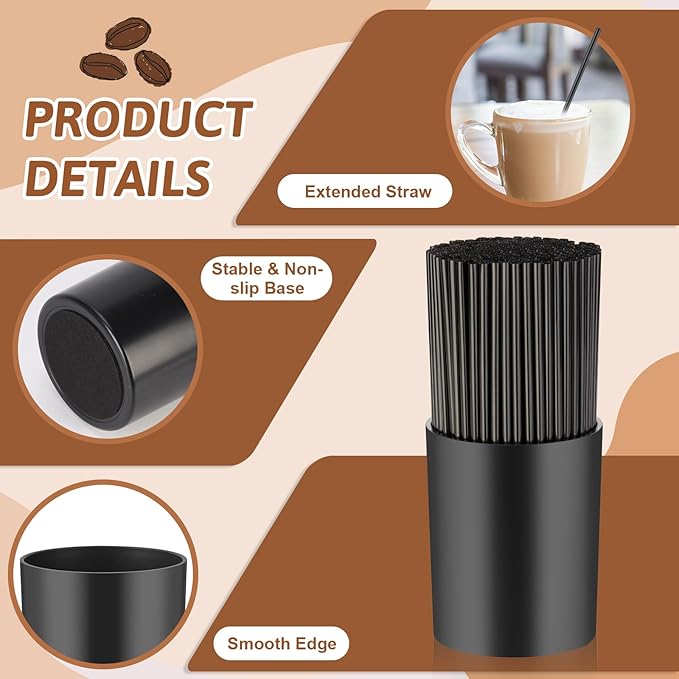 200 Pcs Black Coffee Stirrer Sticks and Holder Set 7 Inch Plastic Coffee Stir Straws with Holder Cocktail Drink Stirrers Mixing Milk Cocktail Drinks Supplies for Coffee Bar Home Party - Image 3