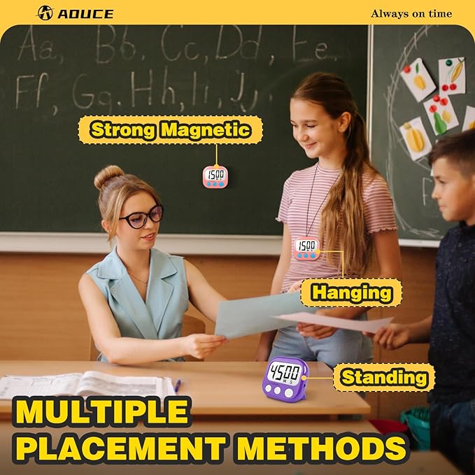 Classroom Timers for Teachers Kids Large Magnetic Digital Timer Teacher Supplies 6 Pack-Pink Purple - Image 3
