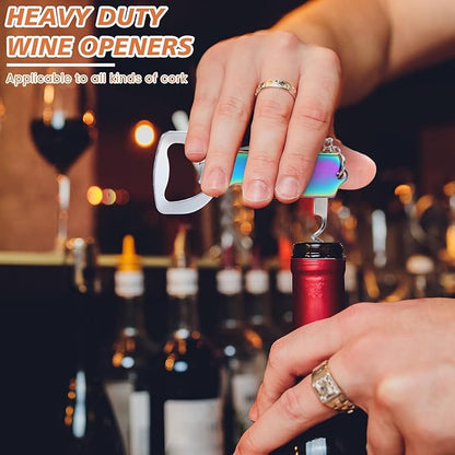 Ziliny 24 Pcs Bottle Opener Keychain Bulk Wine Bottle Beer Opener Keychain 3.27" Stainless Steel Corkscrew Waiter Corkscrew Wine Keyring Gifts for Christmas Bar Party Wedding Home (Titanium Color)