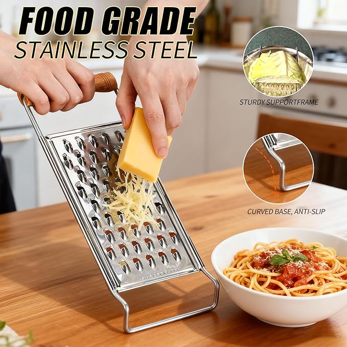 2 Pack Cheese Grater Handheld,Stainless Steel Zester Set of 2, Kitchen Flat Handheld Grater For Potato, Vegetable Chocolate, Spices,Carrot, Butter,Parmesan Cheese（Coarse Grater&Fine Grater） - Image 5