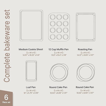 Baking Set – 6 Piece – Deluxe Non Stick Black Coating Inside and Outside – Carbon Steel Bakeware Set – PFOA PFOS and PTFE Free by Bakken - Image 2