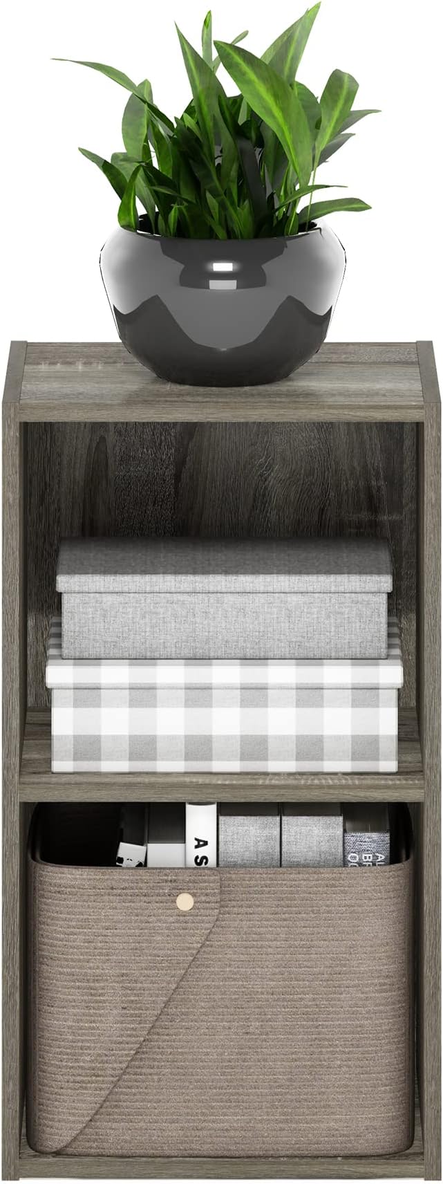Furinno PASIR Book Shelf, 2-Tier Modern Bookshelf, Open Shelves Bookcase 9 x 12 x 21, Easy Assembly, for Living Room, Bedroom, Home Office, French Oak - Image 5