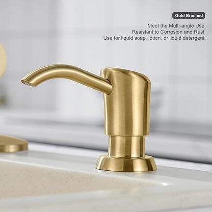 GAGALIFE Built in Counter Soap Dispenser for Kitchen Sink and Extension Tube Kit, Anti-Leakage Upgrade with 40" Tube No More Top Refill, Brushed Gold