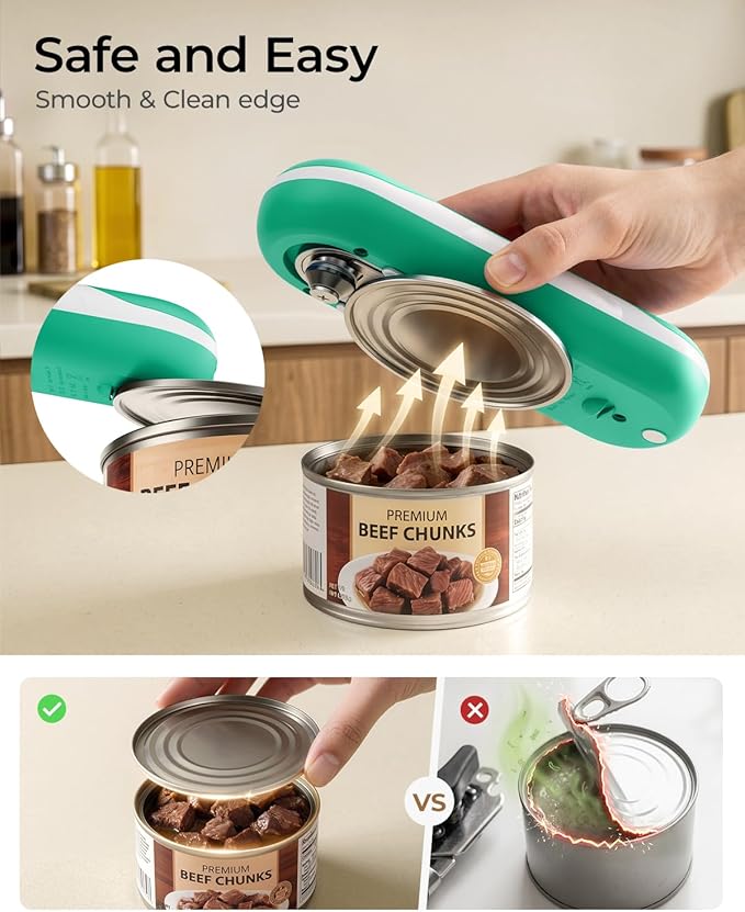 Electric Can Opener, One-Touch Automatic Can Opener, USB Rechargeable Electric Can Opener for Seniors with Arthritis- Cordless Battery Powered, Side Cut, Smooth Edge, Handsfree, for Any Size Cans - Image 5