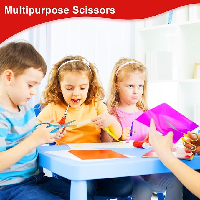 Scissors, Hnncugty 8" Scissors All Purpose Bulk Set of 18-Pack, Sharp Shears for Office Home Craft Sewing Fabric, High/Middle School Supplies Student Teacher Supplies, Comfort Grip Right/Left Handed - Image 6