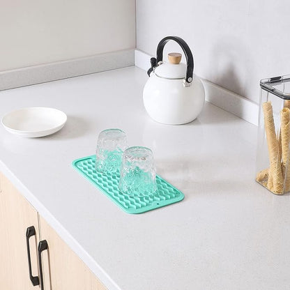 MicoYang Silicone Dish Drying Mat for Multiple Usage,Easy clean,Eco-friendly,Heat-resistant Silicone Mat for Kitchen Counter or Sink,Refrigerator or Drawer Liner Mint S 12 inches x 6 inches - Image 6