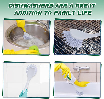 Hsei 30 Pcs Kitchen Scrub Dish Brush Bulk with 11 Inch Handle Cleaning Dish Scrubber with Stiff Bristles Washing Scrub Brushes for Housekeeping for Pots and Pans, Kitchen Sink (Green) - Image 6