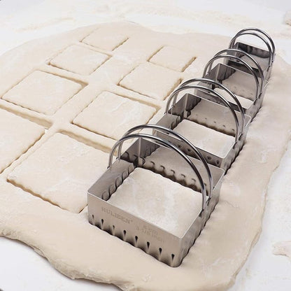 HULISEN Square Biscuit Cutter Set (4 Pieces/Set), Stainless Steel Cookies Cutter with Handle, Professional Baking Dough Tools (Ripple Square) - Image 5
