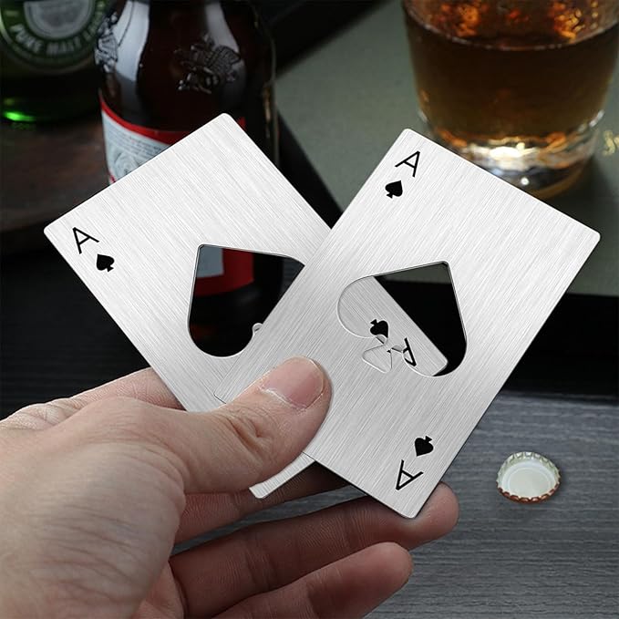 Ace Of Spades Bottle Opener Credit Card Size Pocker Cap Opener Portable Stainless Steel Can Opener (4 Pack Silver) - Image 3