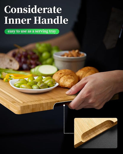 Kitsure Bamboo Cutting Board - Multi-Sizes Wooden Cutting Boards for Kitchen, Convenient Kitchen Essentials with Deep Juice Grooves, Cutting Board for Chopping & Serving, X-Large, Natural - Image 6