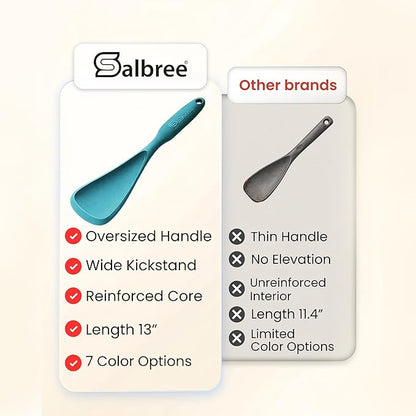 Silicone Spoon Spatula for Cooking - Multifunction Scoop Spatula Spoonula - Heat Resistant Cooking Spoon for Nonstick Cookware - Large Silicone Kitchen Spoon - Seamless Design (Teal/Khaki,2pcs) - Image 9