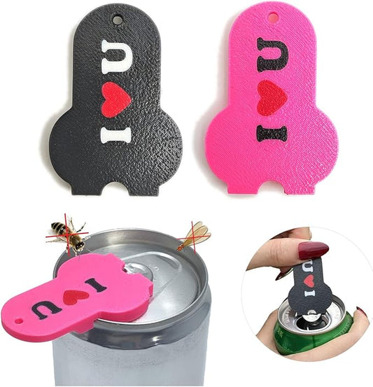Soda Can Tab Opener Mini Soda Can Cover Easy Tab Opener and Drink Protector Cute Beverage Barricade Soda Protector for Beer,Coke,Aluminum Cans at Party,BBQ, Beach(Love You)