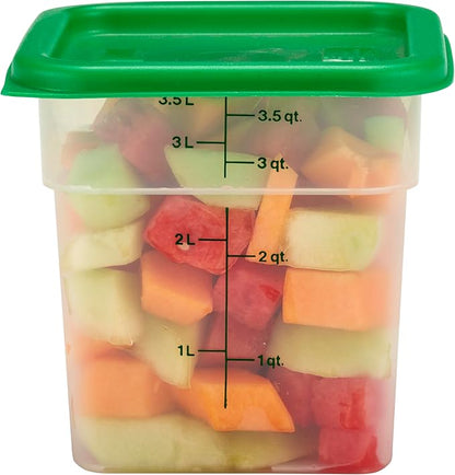 Cambro Food Storage Container with Lid (Microwave Safe and BPA-Free) - 2 Pack - Classic Series Square with Green Lid - 4 QT (Quart) - Commercial Grade for Food Prep (Translucent) - Image 3