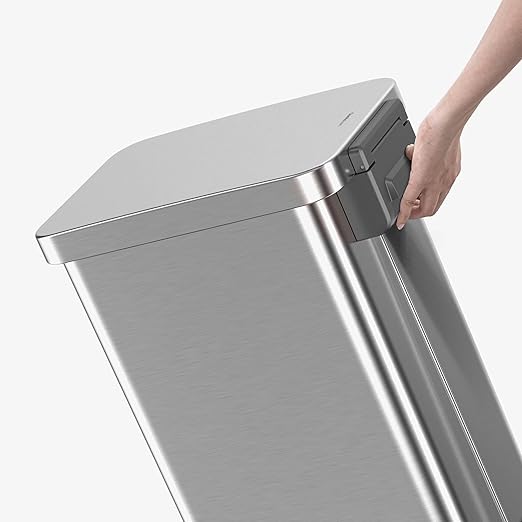 QUALIAZERO 50L / 13 Gallon Stainless Steel Step-On Kitchen Trash Can Soft-Close Lid, Fingerprint-Resistant, Removable Liner, Slim Shape Modern Design for Home, Office, Commercial Space - Image 5