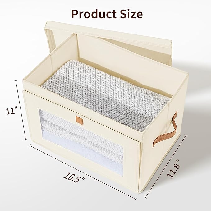 DIMJ Storage Bins with Lids - 8 Pack Large Fabric Closet Organizer with Window & Handles, Collapsible Decorative Storage Boxes for Shelves Under Bed, Books Clothes Blankets Sweaters Organization - Image 7