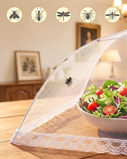 Anpro Food Covers for Outdoors- 2 Extra Large (40"x25") + 6 Large (17"x17") Pop-Up Mesh Food Tents, Collapsible Reusable Bug-Proof Nets for Picnics, BBQs & Camping, Stainless Steel Frame - Image 3