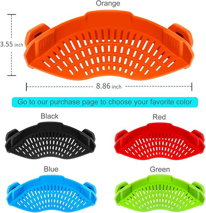 Clip On Strainer Silicone for all Pots and Pans, AUOON Pasta Strainer Clip on Food Strainer for Meat Vegetables Fruit Silicone Kitchen Colander - Image 2