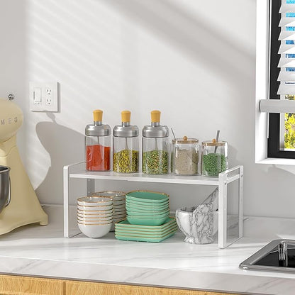 Expandable Cabinet Organizer Shelves, 88lbs High Weight Capacity, Heavy-Duty Metal Storage Rack, Adjustable Cabinet Shelf for Kitchen, Pantry, Cupboard, Under Sink, White, Patent Pending - Image 7