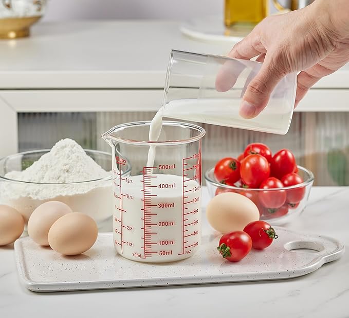 High Borosilicate Glass Measuring Cup-V-Shaped Spout，Glass Measuring Beaker for Kitchen or Restaurant, Easy to Read, 500 ML (16 Oz, 2 Cup) - Image 4
