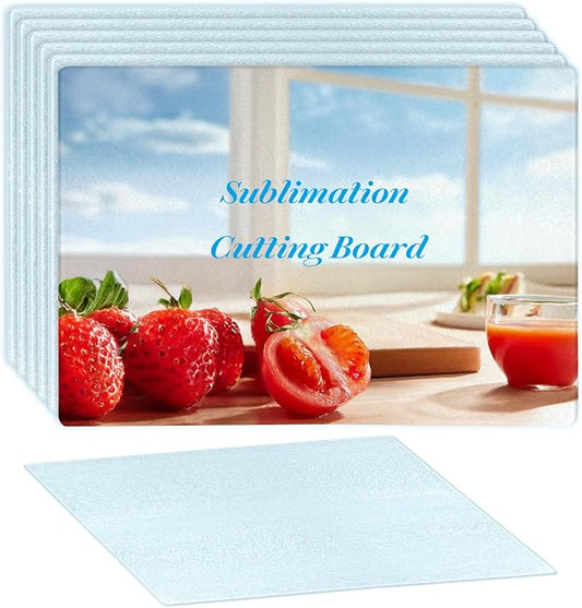 6 Pcs Sublimation Cutting Board Blanks, Textured Tempered Glass Cutting Boards For Kitchen, Anti Slip Chopping Board For Countertop Heat Press Machine Personalized Home Decoration