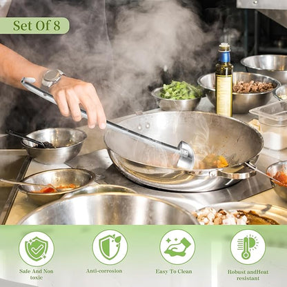 8pcs Stainless Steel Ladle 8 Oz Soup Ladle 14" long Spoon Heavy-Duty Metal Spoon Sets big spoons for cooking Serving Soups, Gravy, Portioning, Stirring - Image 4