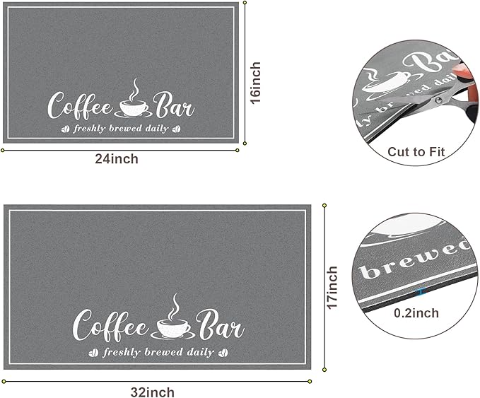 CooRug Absorbent Coffee Mat, Fashion Dish Drying Mat for Kitchen Counter Coffee Bar Accessories Espresso Machine Dish Rack 17" x 32" Dark Grey - Image 2