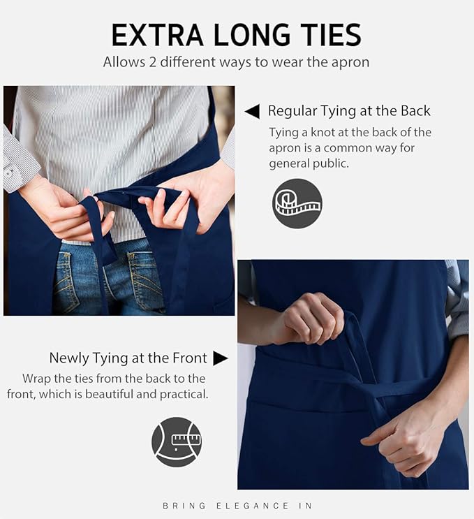 Syntus Apron for Men Women, Adjustable Cooking Kitchen Chef Aprons with 2 Pockets, Cotton/Polycotton/Polyester - Image 6