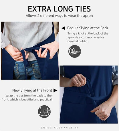 Syntus Apron for Men Women, Adjustable Cooking Kitchen Chef Aprons with 2 Pockets, Cotton/Polycotton/Polyester - Image 6