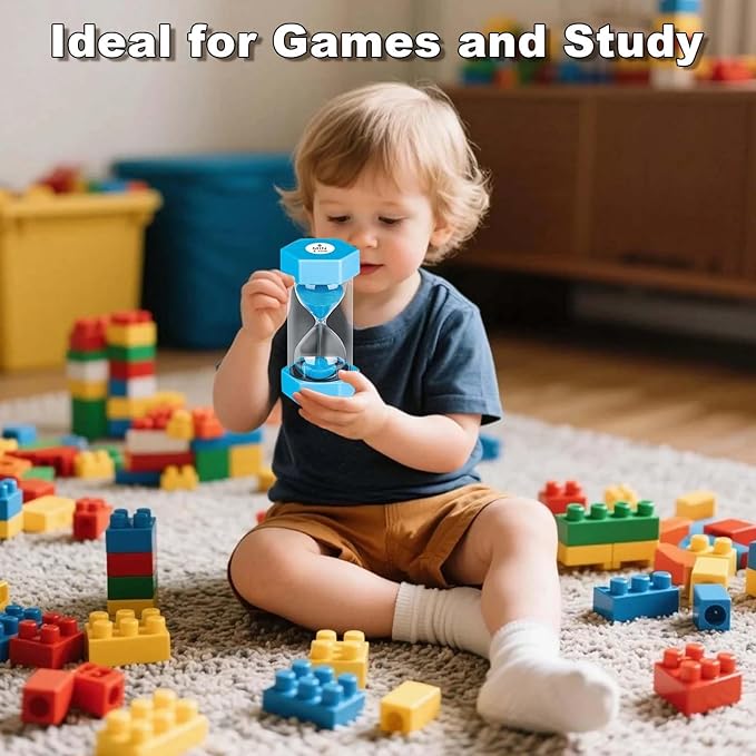 2 Minute Sand Timer, Unbreakable Hexagon Hourglass, Plastic Sand Watch Reloj De Arena 2 Minutos, Colorful Hour Glass Sandglass for Toothbrush Classroom Games Kitchen (Blue)