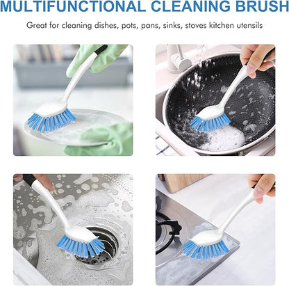 SetSail Dish Brush with Handle, 2 Pack Stiff Bristles Dish Scrubber with Built-in Scraper Dish Scrub Brushes for Cleaning Dishes, Pots and Pans, Kitchen Sink - Image 6