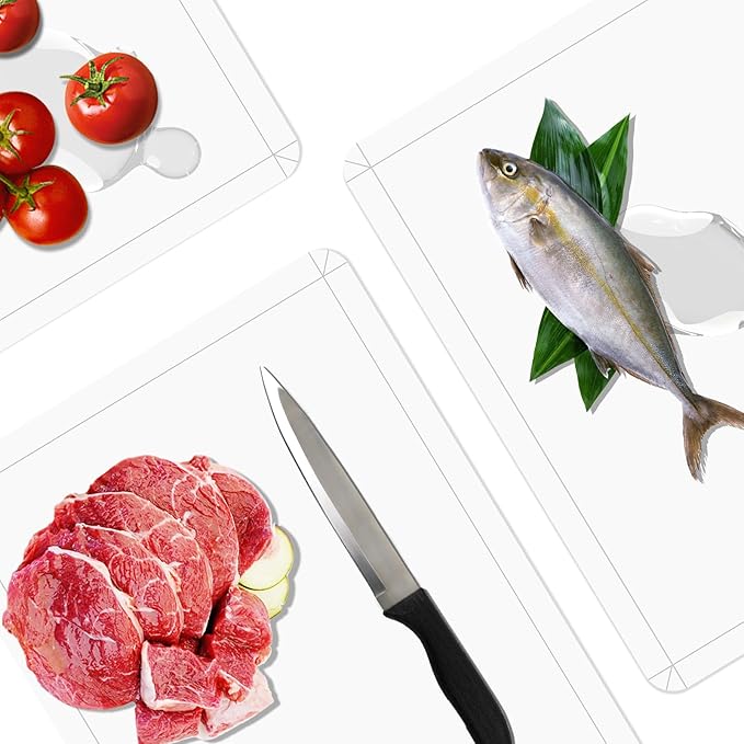 WK Flexible Plastic Cutting Boards Mats with Lip, Foldable Cutting Board for Kitchen Set of 3, Clear Cutting Boards, Nonslip Cutting Mats Sheets, BPA Free, Dishwasher Safe - Image 7