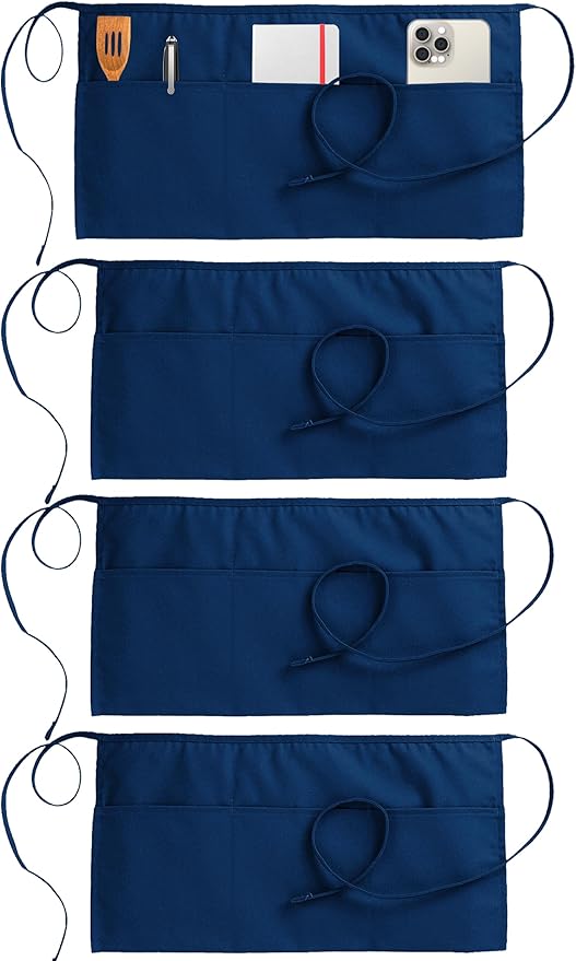 Utopia Wear 4 Pack Server Aprons with 3 Pockets, Waiter and Waitress Waist Aprons for Women with Pockets, Men Short Aprons by UTOPIAWEAR