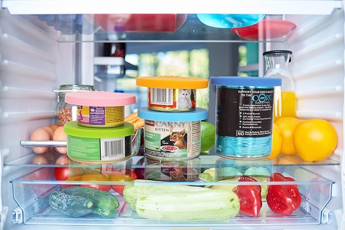 Comtim Pet Food Can Cover Silicone Can Lids for Dog and Cat Food(Universal Size,One fit 3 Standard Size Food Cans),Green and Orange - Image 6