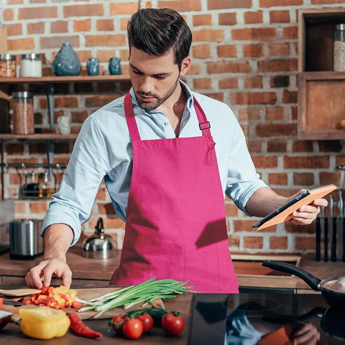15 Pcs Adult Aprons Bulk with Pockets Adjustable Bib Chef Apron for Women Men Painting Cooking Crafting (S/L) - Image 7