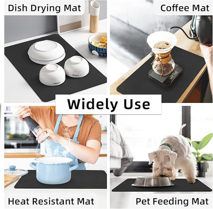 LOPNUR Kitchen Dish Drying Mat, 24"x16" Large Dish Drying Mats for Kitchen Counter, Diatomite Coffee Mat, Super Absorbent Dish Drying Pad, Heat Resistant Mat with Anti-slip Rubber Backed, Black - Image 7