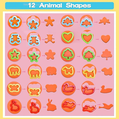 LCY WEDSHI Dough Tool Set, 22 Pcs Dough Tools Sets for Kids Ages 4-8, Dough Accessories Includes Cutters Roller, Rolling Pins, Safety Scissors, Plastic Knife, Animal Shapes Cutters - Image 4