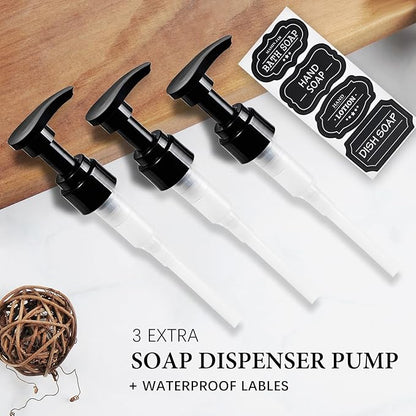 Amolliar Plastic Mason Jar Soap Dispenser with Pump Lid,16OZ Refillable BPA-Free Hand Soap Dispenser Set with Cute Lables - Farmhouse Decor for Kitchen/Bathroom,Liquid Soap,Dish Soap, Lotion (3 Pack) - Image 3