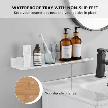 Amber Glass Soap Dispenser - Dish Hand Soap Dispenser for Kitchen Set, Soap Lotion Dispenser Bathroom with Sturdy Pump and Tray, 14 Waterproof Labels,Refillable Dispenser-Amber