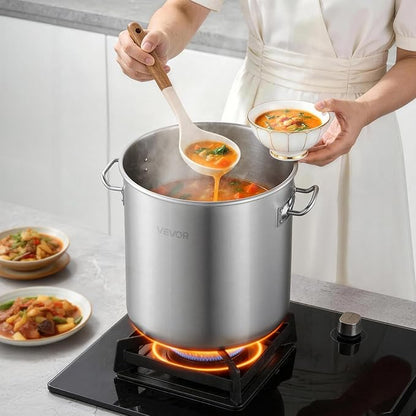 VEVOR Stainless Steel Stock Pot, 21-Quart Stainless Steel Stockpot with Glass Lid, PFOA-Free, PFAS-Free, Compatible with Gas Stoves, Induction Cooktops, Electric Stoves, for Soups, Stews, and Pasta - Image 8