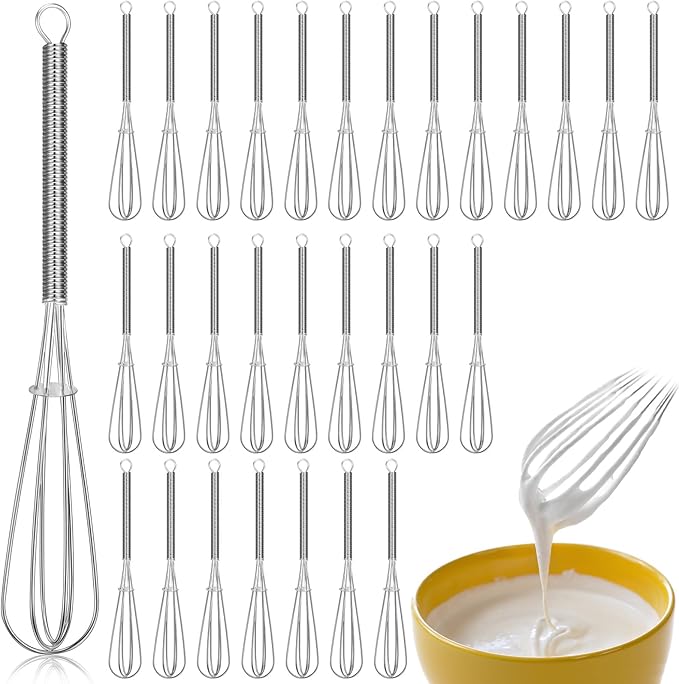 Baderke 30 Pcs Mini Whisk Bulk Small Whisks for Cooking 304 Stainless Steel Tiny Whisk for Baking, Whipping, Beating Eggs, Mixing Sauces, Blending Ingredients (6 Inch) by Baderke