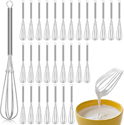 Baderke 30 Pcs Mini Whisk Bulk Small Whisks for Cooking 304 Stainless Steel Tiny Whisk for Baking, Whipping, Beating Eggs, Mixing Sauces, Blending Ingredients (6 Inch) by Baderke