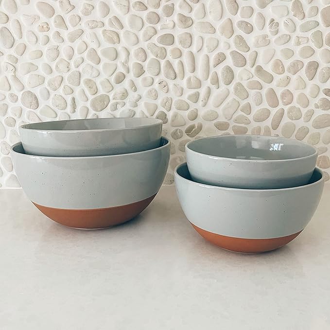 Mora Ceramic Large Mixing Bowls - Set of 2 Nesting Bowls for Cooking, Serving, Popcorn, Salad etc - Microwavable Kitchen Stoneware, Oven, Microwave and Dishwasher Safe - Extra Big 5.5 & 3.6 Qt - Grey - Image 7