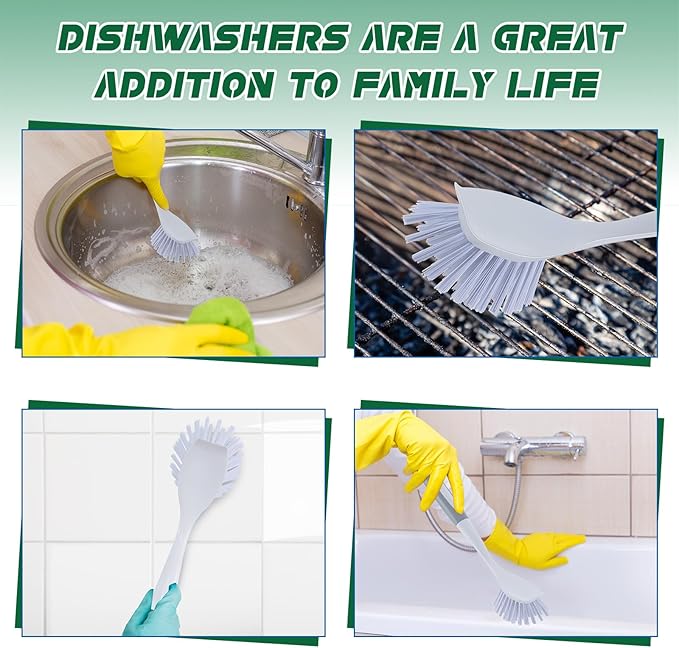 Hsei 20 Pcs Gray Kitchen Scrub Dish Brush Bulk with 11 Inch Handle Cleaning Dish Scrubber with Stiff Bristles Washing Scrub Brushes for Housekeeping for Pots and Pans, Kitchen Sink - Image 4