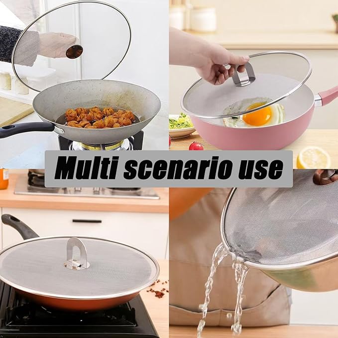 3 Pack Silver Stainless Steel Splatter Screens (9.8", 11.4", 13"), Grease Splatter Guard Ultra-Fine Mesh, Foldable Knob for Cooking/Chefs/Home Cooks - Image 5