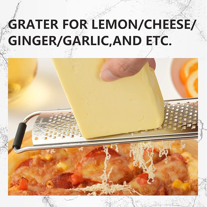 ALLTOP Lemon Zester, Hand-held Stainless Steel Food Grater,Pro Kitchen Tool for Cheese Parmesan Vegetable Ginger Garlic Nutmeg Citrus Lime Orange Chocolate Fruit - Fine Shredder - Image 3