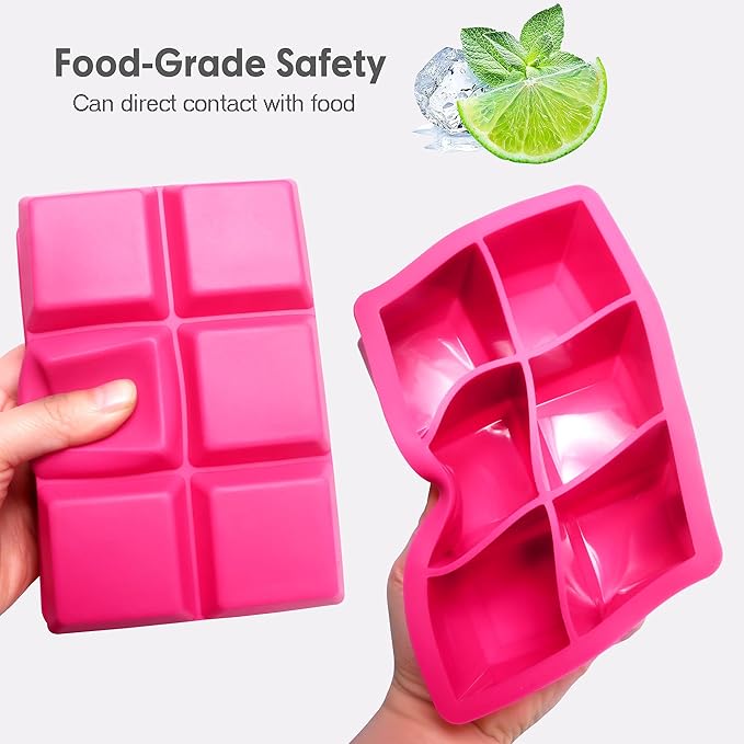 Silicone Ice Cube Trays with Lids,Large Square Ice Cube Molds for Freezer, Whiskey, Cocktail, Stackable Flexible and Reusable & Easy Release BPA Free (2 Pack&Dark Gray and Rose) - Image 6