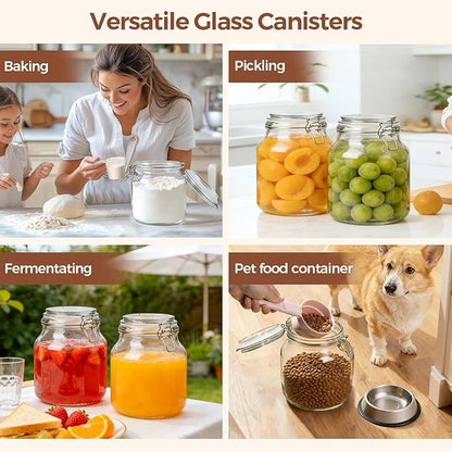 ComSaf 2-Pack 74oz (0.6 Gal) Wide-Mouth Glass Jars with Airtight Clamp Lids, Large Food Storage Containers for Flour, Sugar, Coffee & Pantry Organization, Includes Measuring Cup & Reusable Labels - Image 7