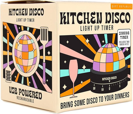 Gift Republic Kitchen Disco Light Up Timer – 60-Minute Countdown, Plays 2 Disco Tunes, Lights Up, Fun Cooking Accessory and Kitchen Gadget for Music Lovers